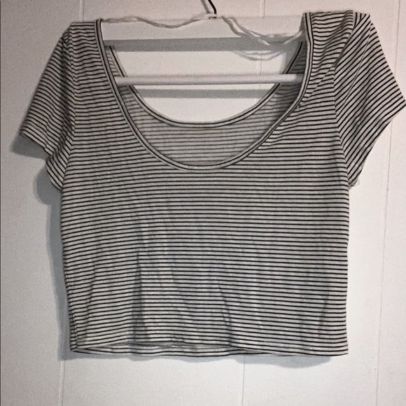 American Eagle - Small - Striped Black & White Crop Top - Picture 1 of 5